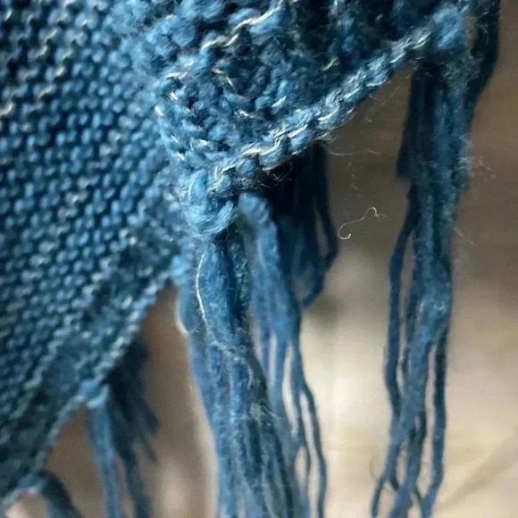 LULAROE WOMENS CROCHET LOOK BLUE PONCHO 4 BUTTON FRONT ONE SIZE FITS MOST - Picture 4 of 9